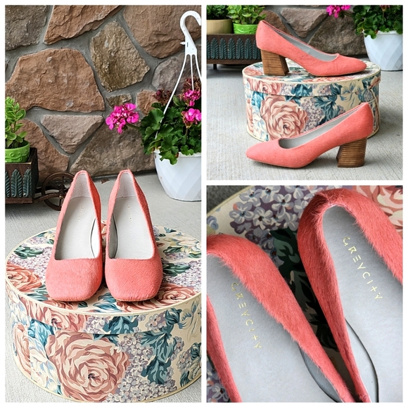 Greycity Calf Hair Genuine Leather Coral Pump Square Comfortable Heels Size 11 - Picture 2 of 16